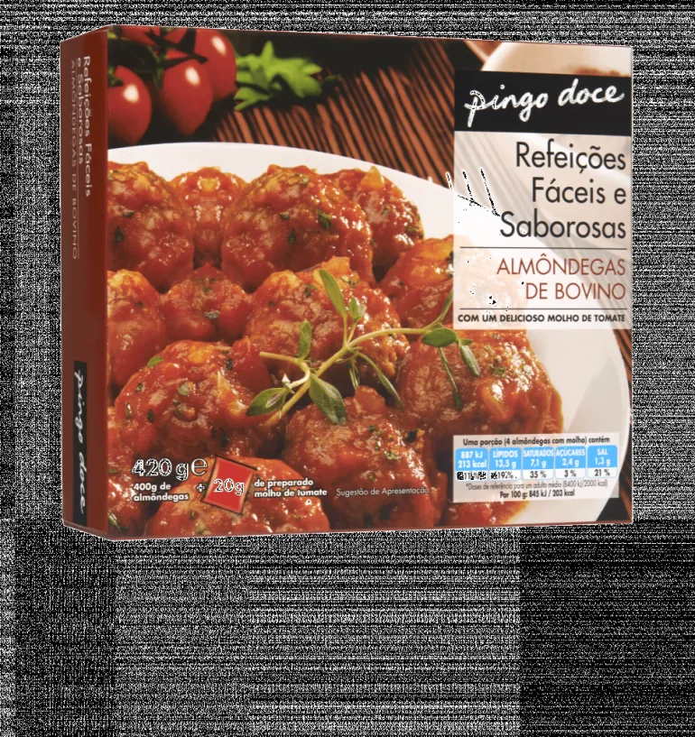 Almôndegas de Vaca com Molho de Tomate Congeladas