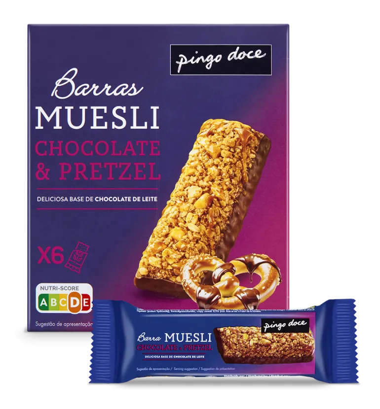 Barras de Cereais Muesli Chocolate e Pretzel