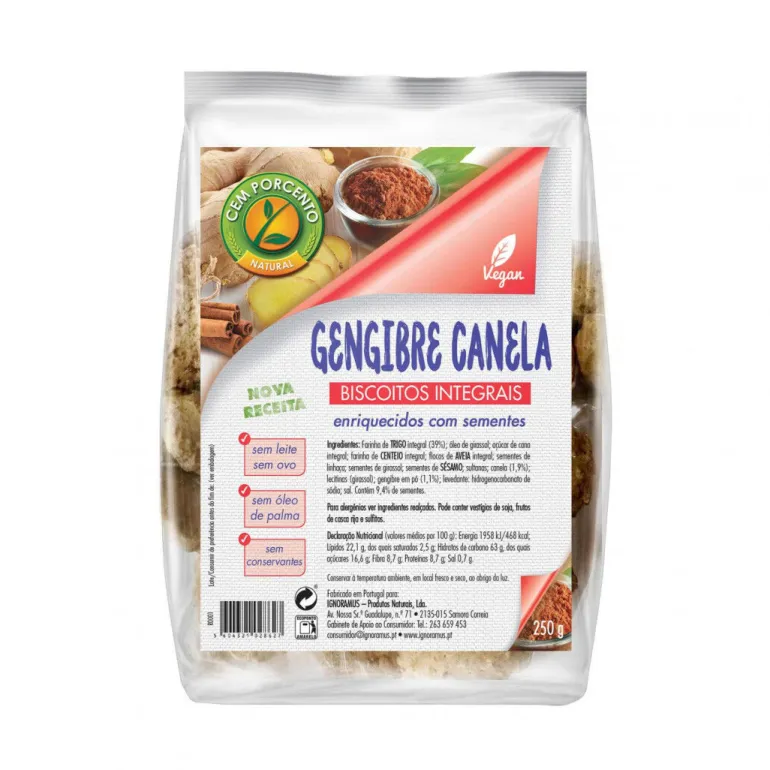Biscoitos Integrais de Gengibre e Canela