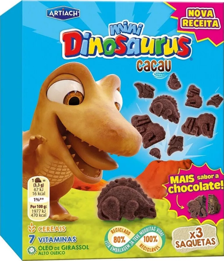 Bolachas com Cacau Mini Dinosaurus Pack 3