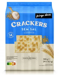 Bolachas Crackers sem Sal na Superfície
