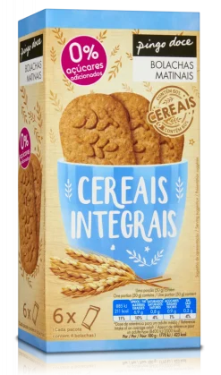 Bolachas Matinais de Cereais Integrais 0% Açúcar Pack 6