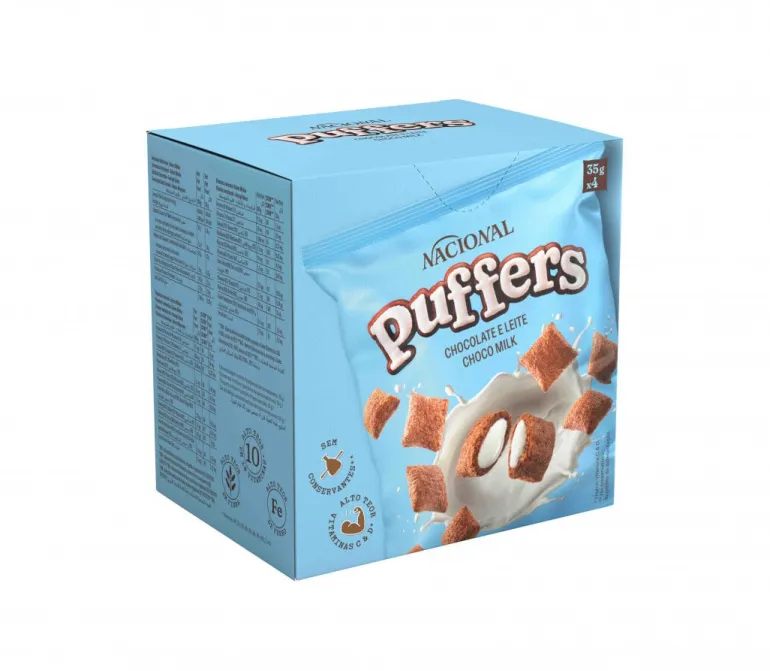 Bolachas Puffers com Recheio de Chocolate e Leite Pack 4