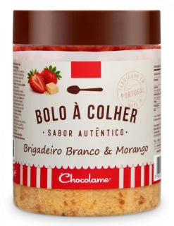 Bolo à Colher Brigadeiro Branco com Morango