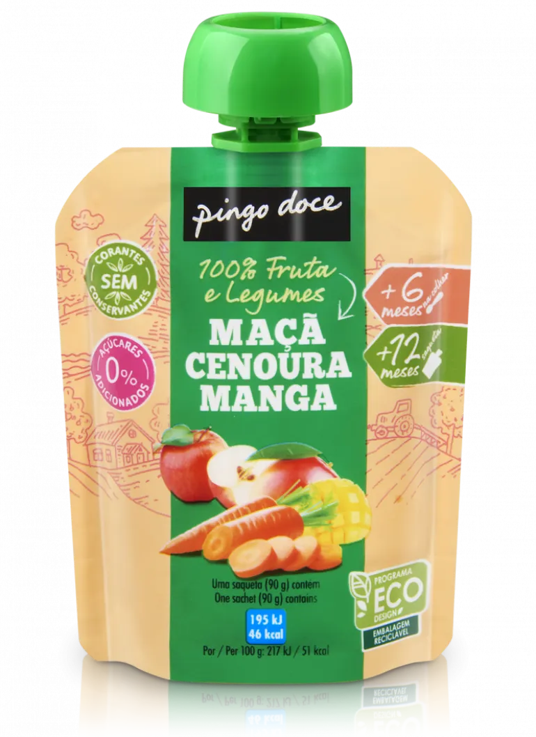 Bolsa de Fruta Maçã, Cenoura e Manga
