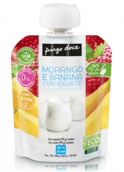 Bolsa de Fruta Morango e Banana com Iogurte