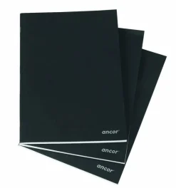 Caderno Agrafado A4 com Capa Preta 80 Folhas Pautadas