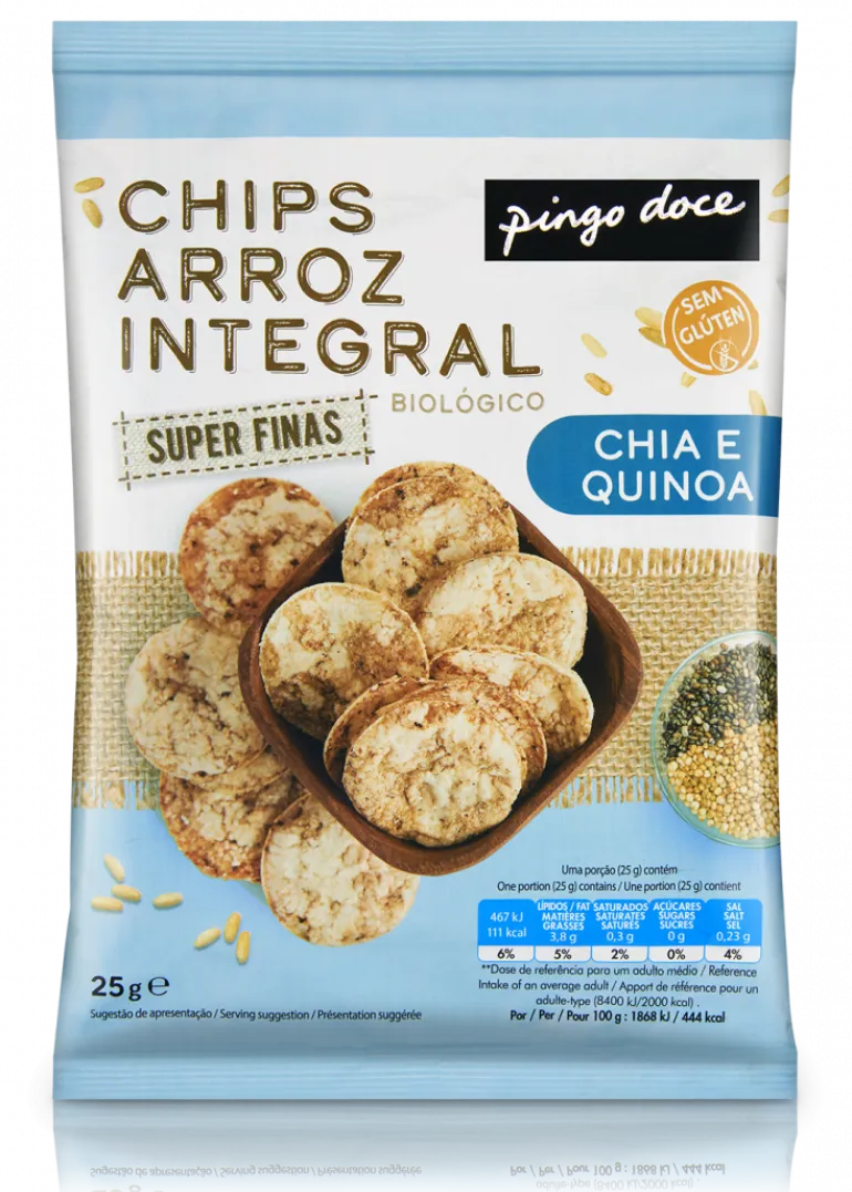Chips de Arroz Integral com Chia e Quinoa