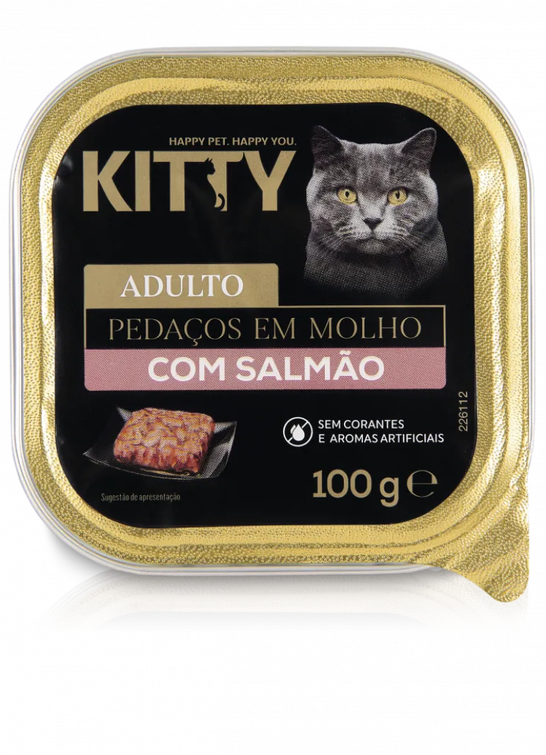 Comida Húmida para Gato Adulto Pedaços Salmão em Molho