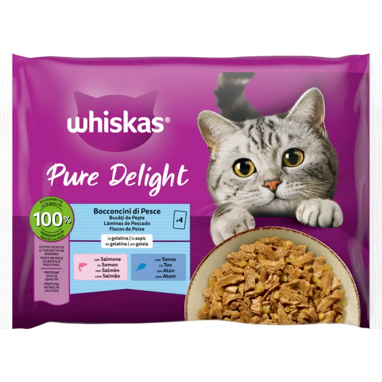 Comida Húmida para Gato Adulto Pure Delight Peixes em Gelatina