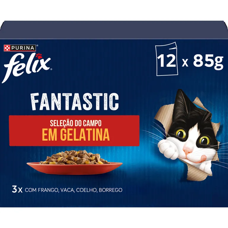 Comida Húmida para Gato Fantastic Seleção do Campo em Gelatina
