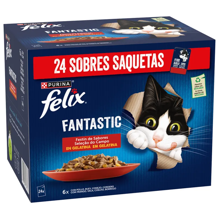 Comida Húmida para Gato Fantastic Seleção do Campo em Gelatina