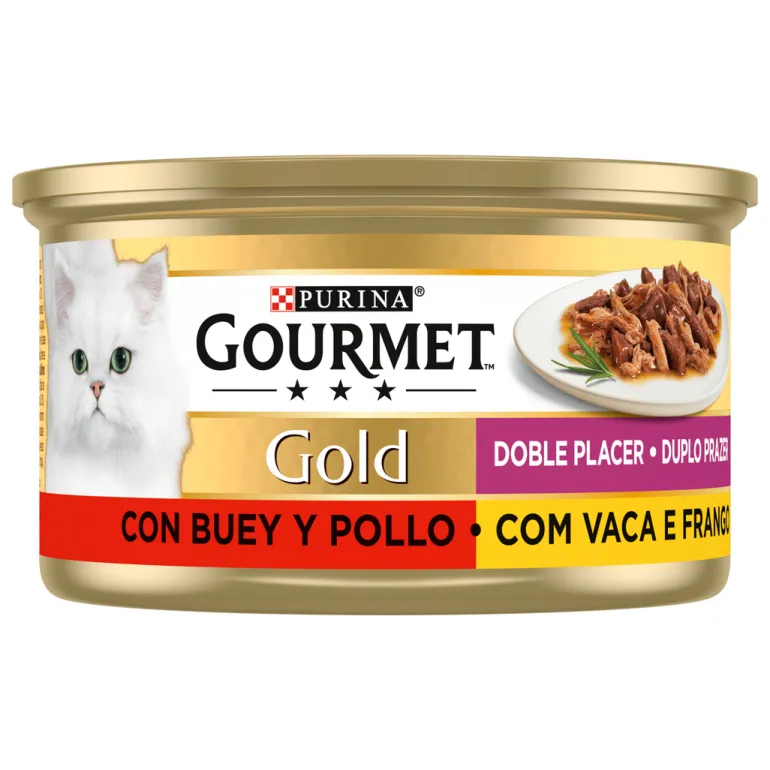 Comida Húmida para Gato Gold Duplo Prazer com Vaca e Frango