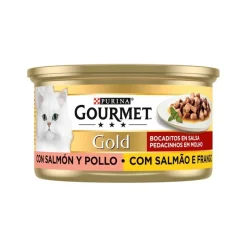 Comida Húmida para Gato Gold Pedacinhos em Molho Salmão e Frango