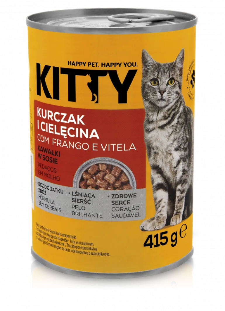 Comida Húmida para Gato Pedaços Frango e Vitela em Molho