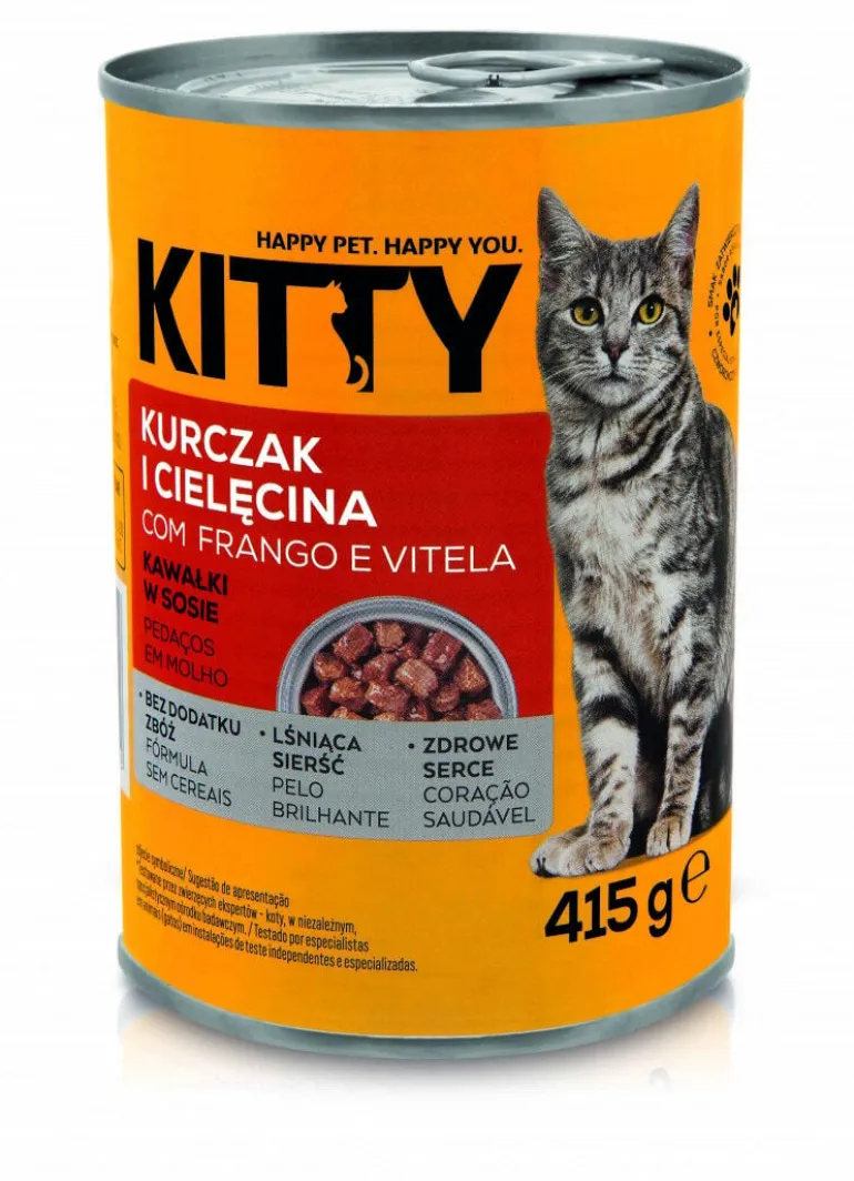Comida Húmida para Gato Pedaços Frango e Vitela em Molho