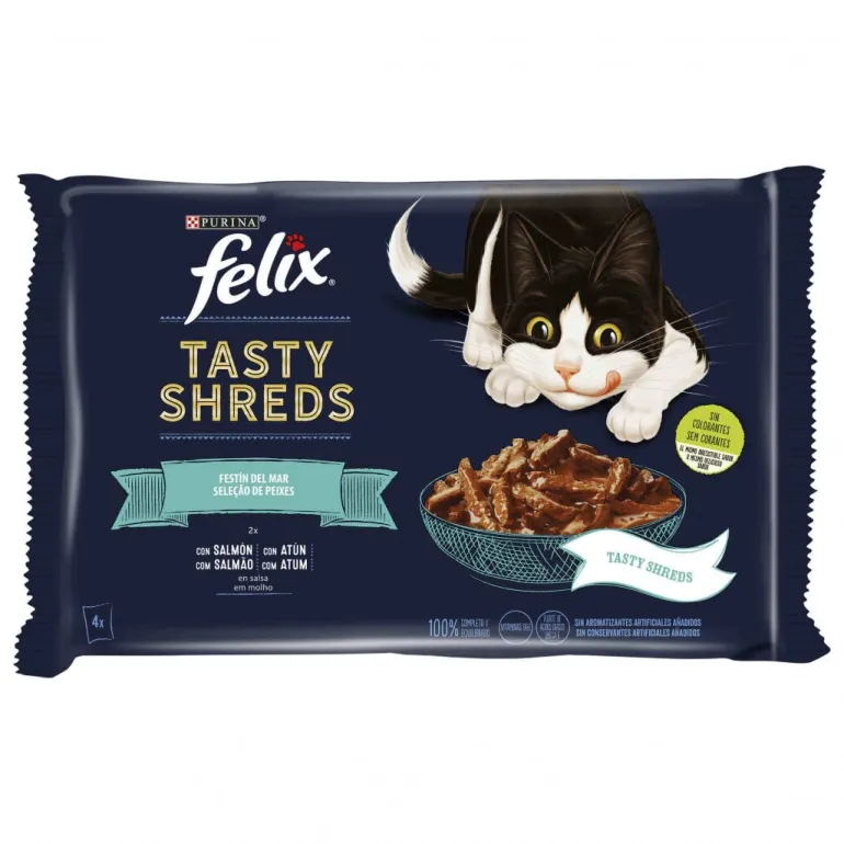 Comida Húmida para Gato Tasty Shreds Salmão e Atum