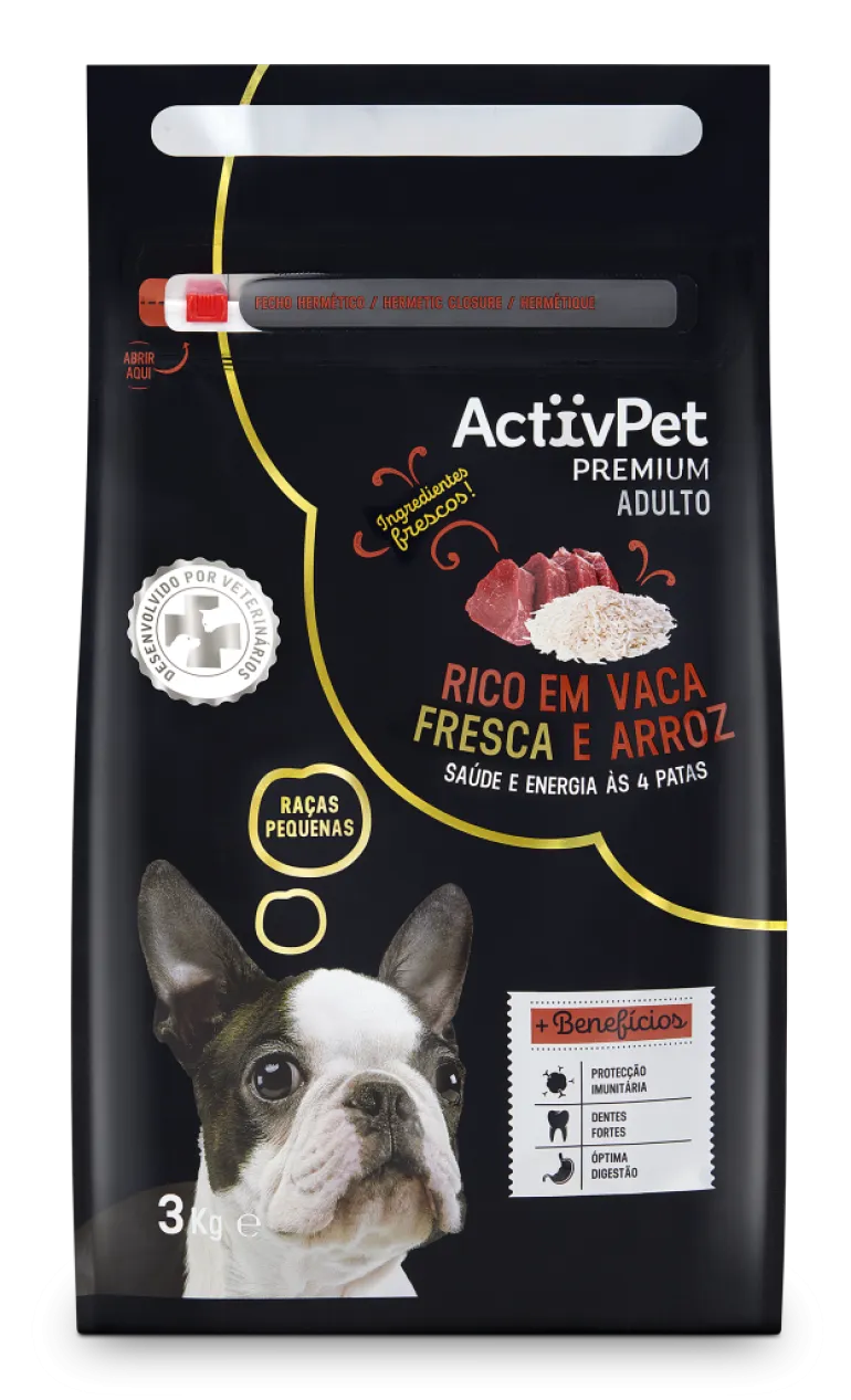 Comida Seca para Cão Raças Pequenas Premium Vaca e Arroz