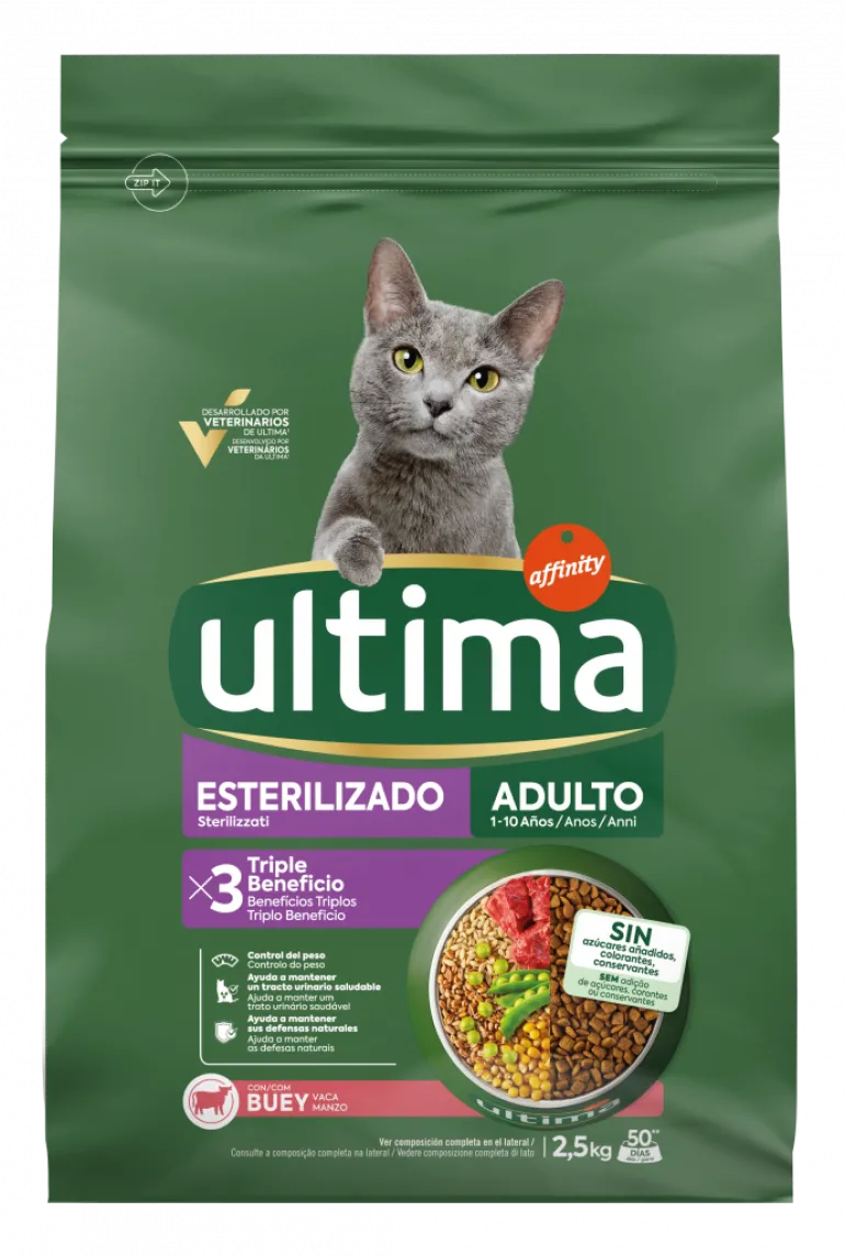 Comida Seca para Gato Adulto Esterilizado com Vaca