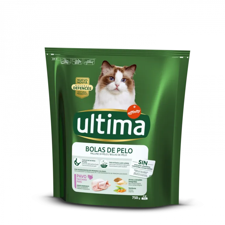 Comida Seca para Gato Bolas de Pêlo com Peru
