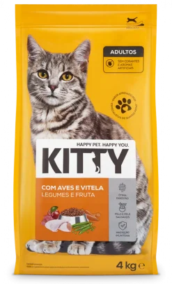 Comida Seca para Gato com Carnes, Legumes e Fruta
