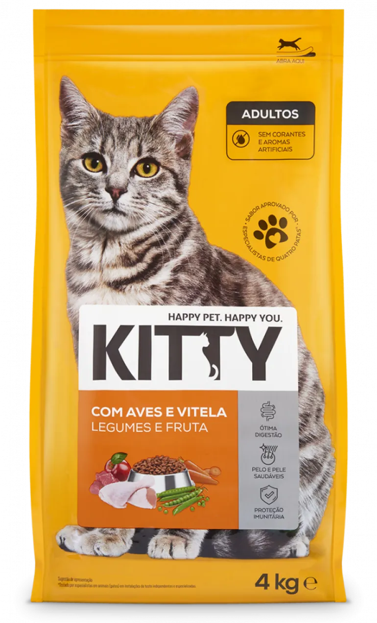 Comida Seca para Gato com Carnes, Legumes e Fruta