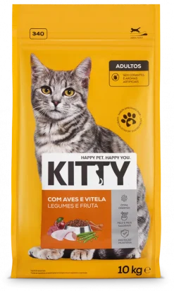 Comida Seca para Gato com Carnes, Legumes e Fruta
