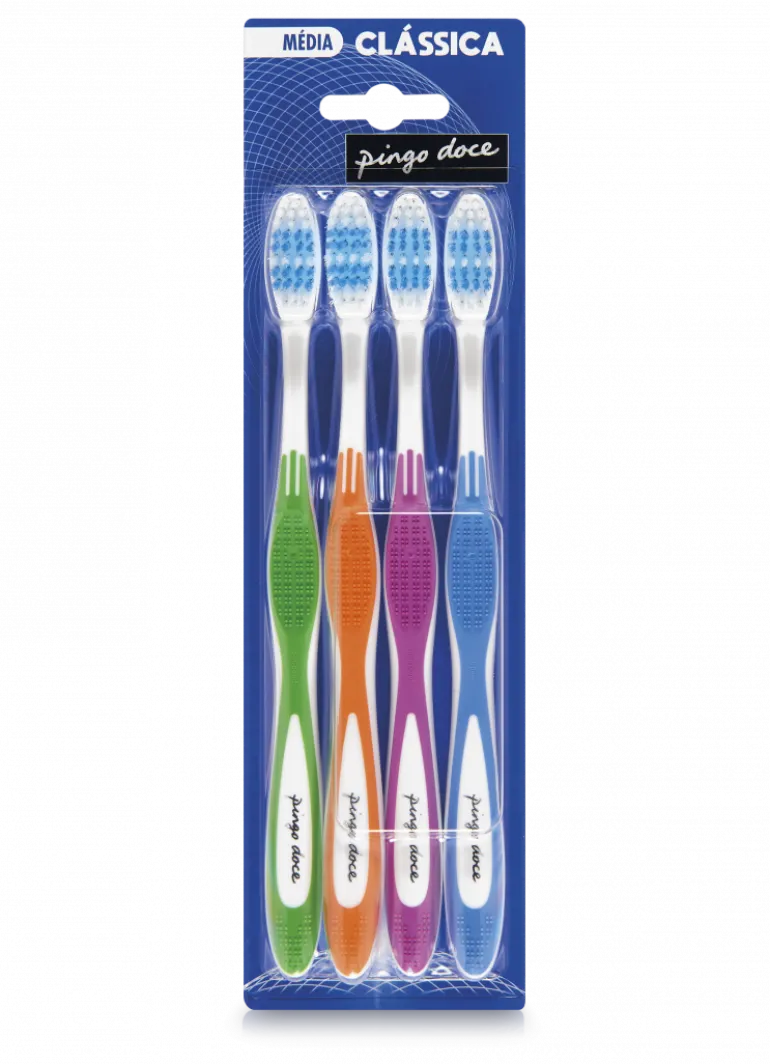 Escovas de Dentes Clássicas Médias Pack 4