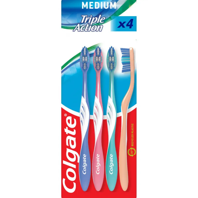 Escovas de Dentes Triple Action Média Pack 4
