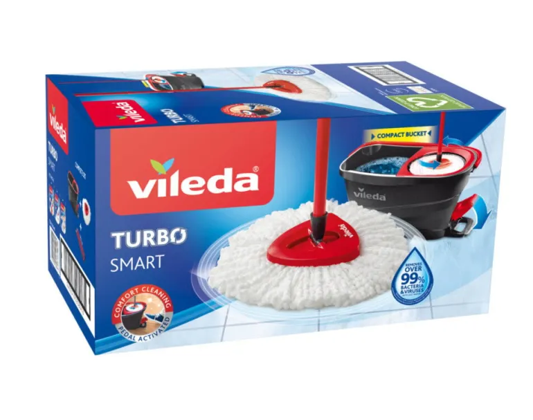 Esfregona Microfibras com Sistema Turbo Smart e Balde com Pedal