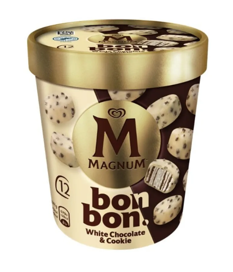 Gelado Bombons de Chocolate Branco e Cookies