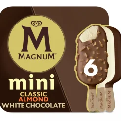 Gelado Mini Chocolate Branco, Clássico, e Amêndoa