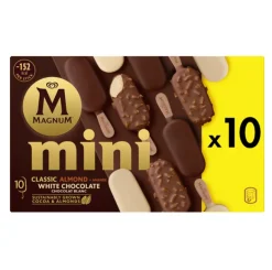 Gelado Mini Chocolate Branco, Clássico, e Amêndoa