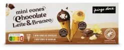 Gelados Mini Cones com Cobertura de Chocolate de Leite e Branco