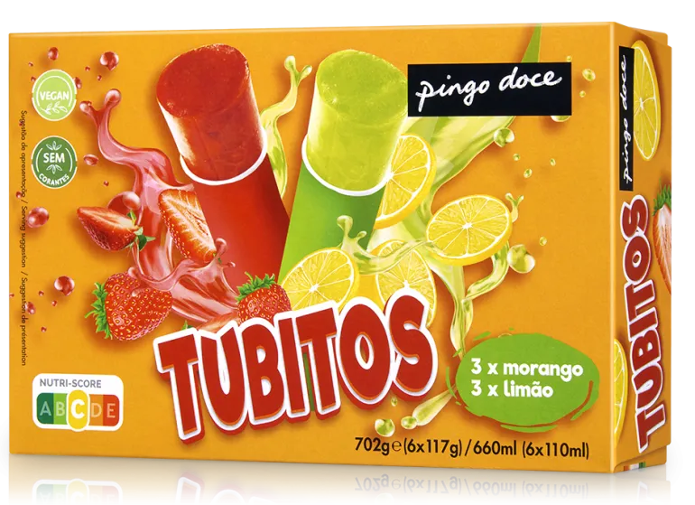 Gelados Tubitos Limão e Morango