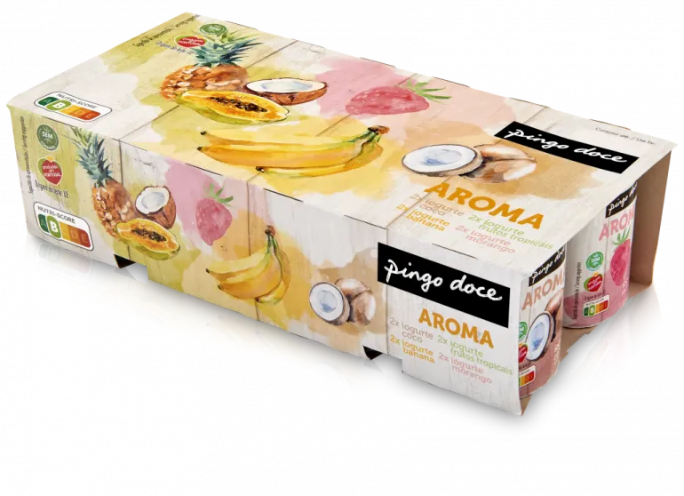 Iogurte Aroma Morango, Coco , Banana e Frutos Tropicais Pack 8