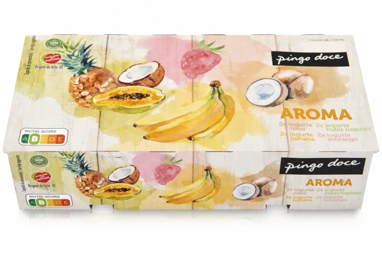 Iogurte Aroma Morango, Coco , Banana e Frutos Tropicais Pack 8
