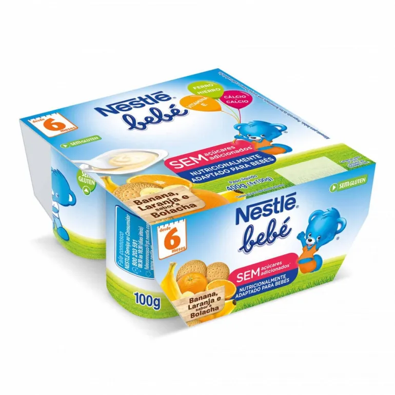 Iogurte Bebé Nestlé Banana, Laranja e Bolacha Pack 4