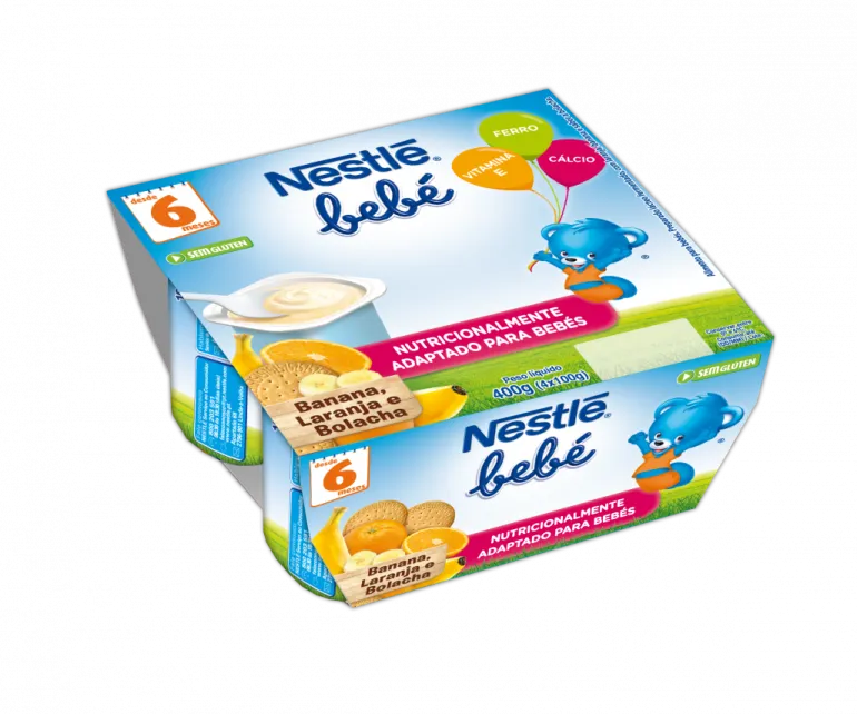 Iogurte Bebé Nestlé Banana, Laranja e Bolacha Pack 4