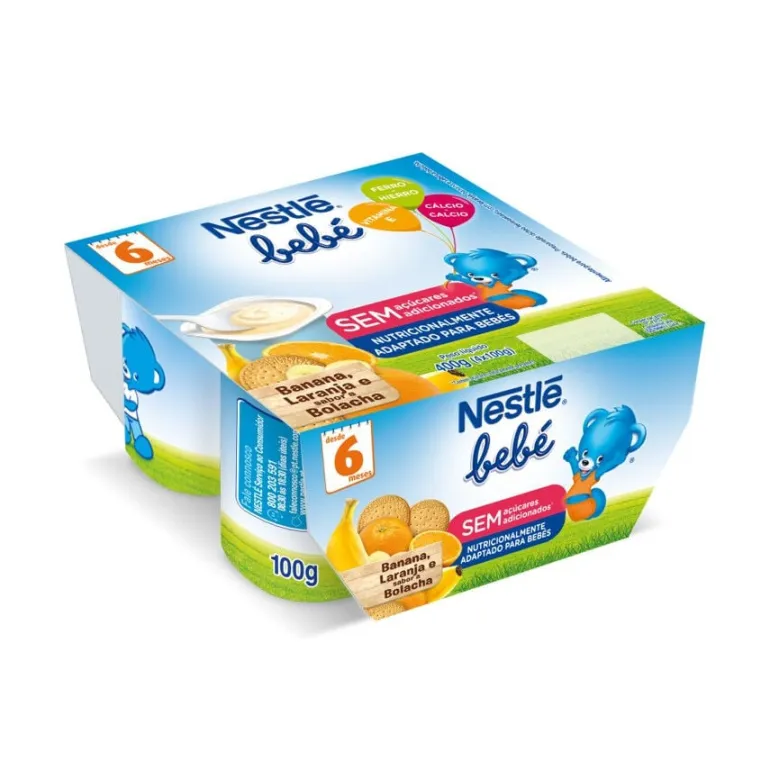Iogurte Bebé Nestlé Banana, Laranja e Bolacha Pack 4