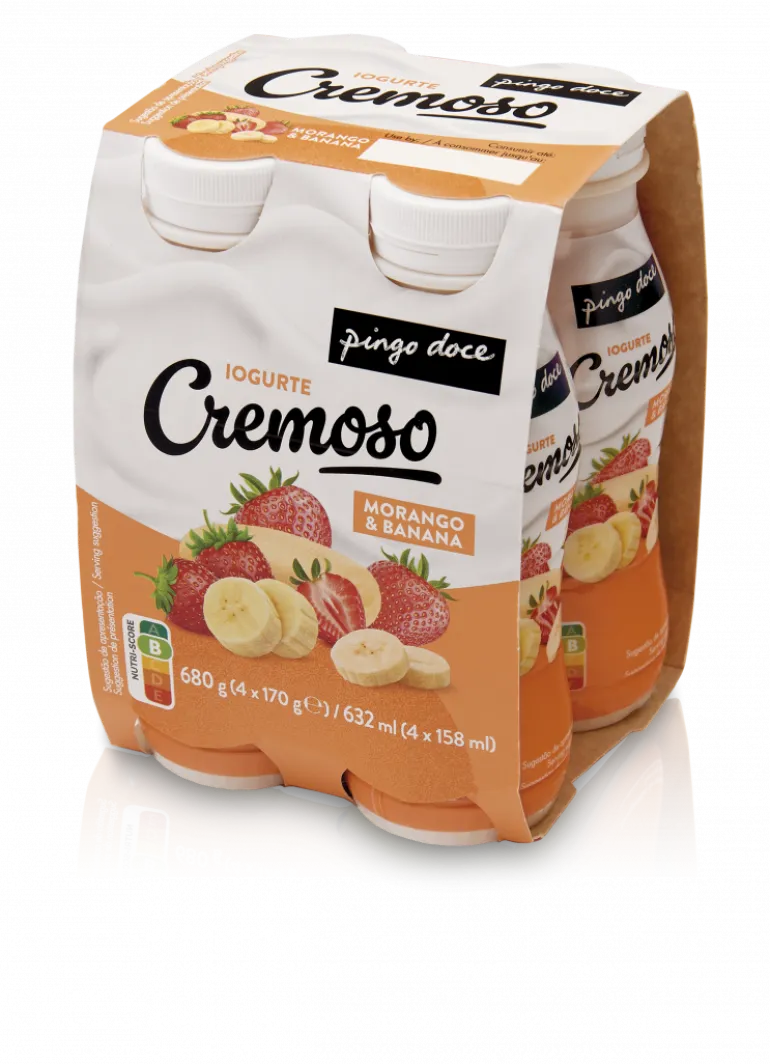 Iogurte Líquido Cremoso Morango e Banana Pack 4