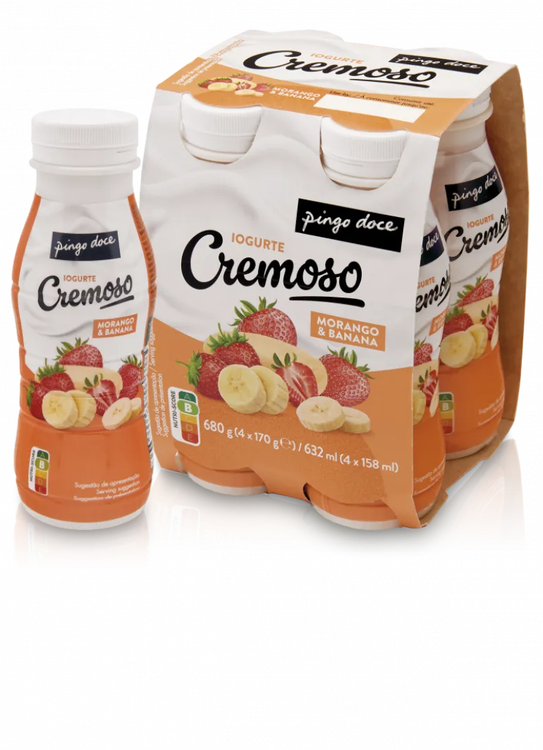 Iogurte Líquido Cremoso Morango e Banana Pack 4