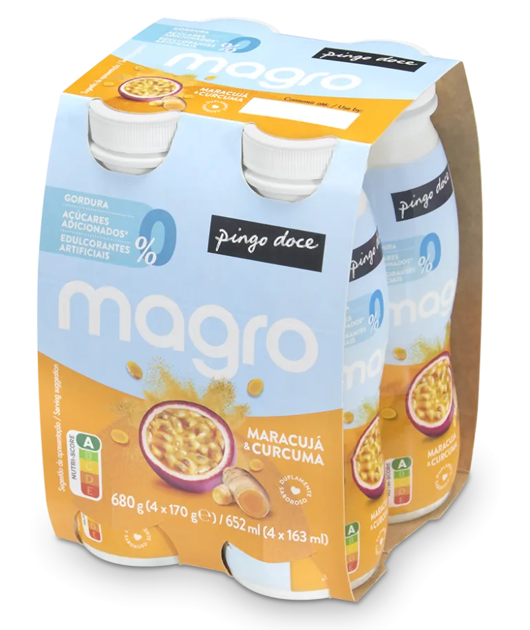Iogurte Líquido Magro 000% Maracujá e Curcuma Pack 4