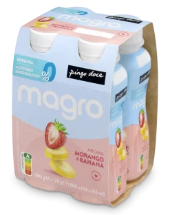 Iogurte Líquido Magro 00% Morango e Banana Pack 4
