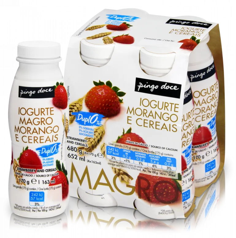 Iogurte Líquido Magro Morango e Cereais Pack 4