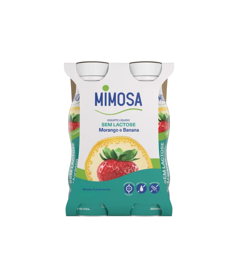Iogurte Líquido sem Lactose Banana e Morango Pack 4