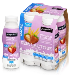 Iogurte Líquido sem Lactose Morango e Cereais 0% Pack 4
