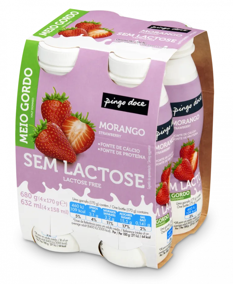 Iogurte Líquido sem Lactose Morango Pack 4
