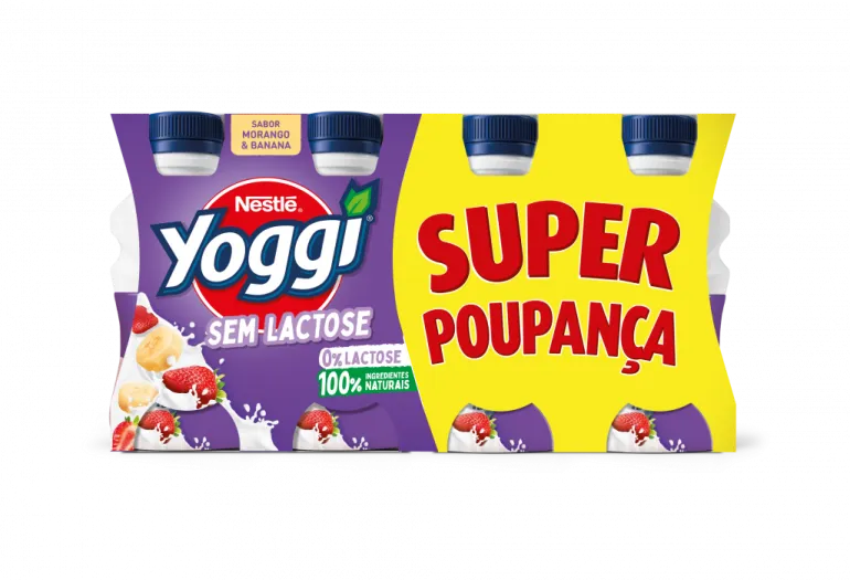 Iogurte Líquido sem Lactose Morango e Banana Pack 8