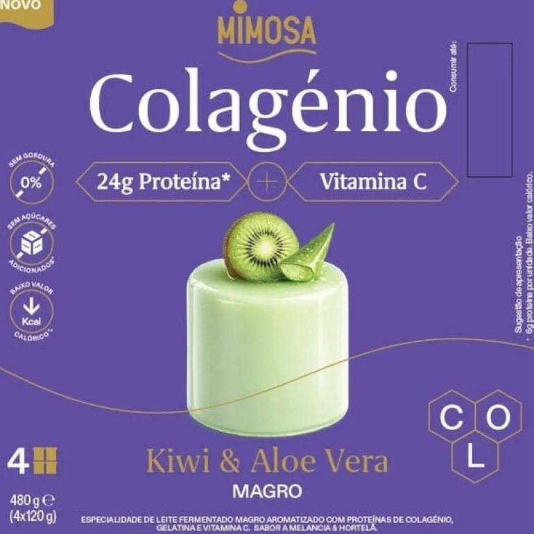 Iogurte Magro Gelatina Colagénio Kiwi e Aloe Vera Pack 4